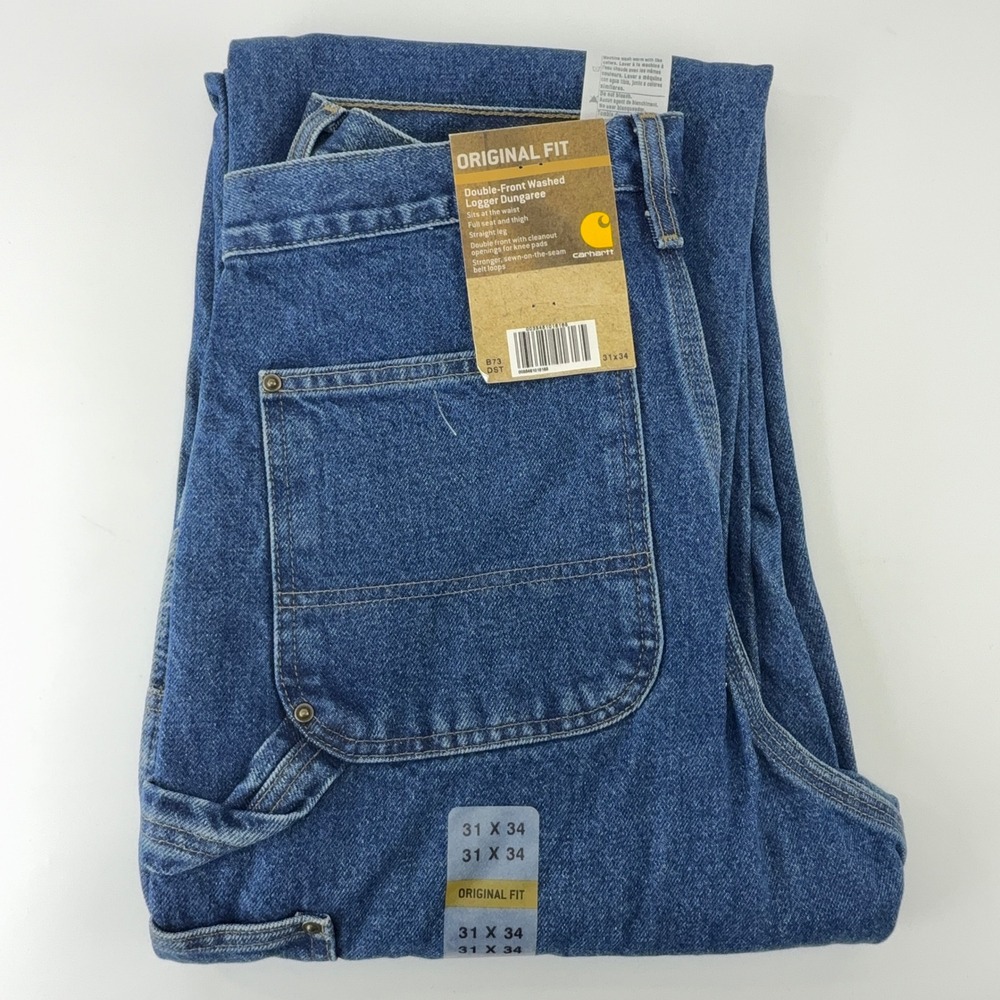 Carhartt Double Front Washed Logger Dungaree Jeans B73 DST Darkstone 31x34 NWT